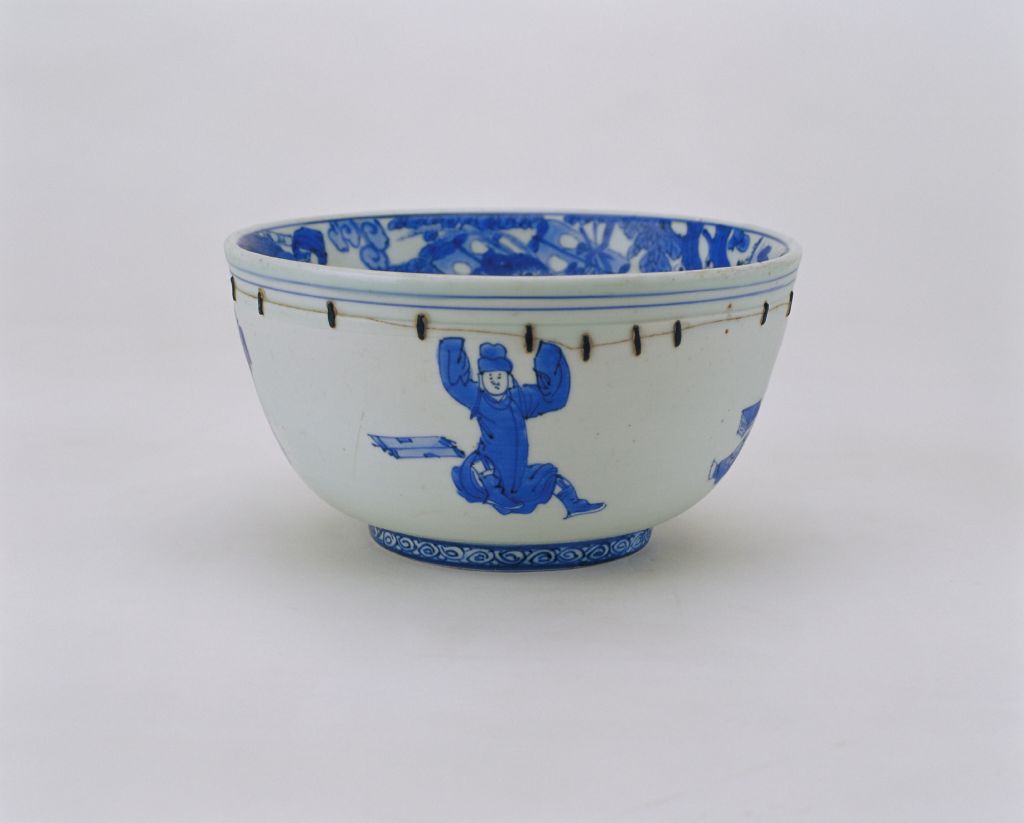 图片[1]-Blue and white figure Zhuge bowl (Changchun Wangu style)-China Archive